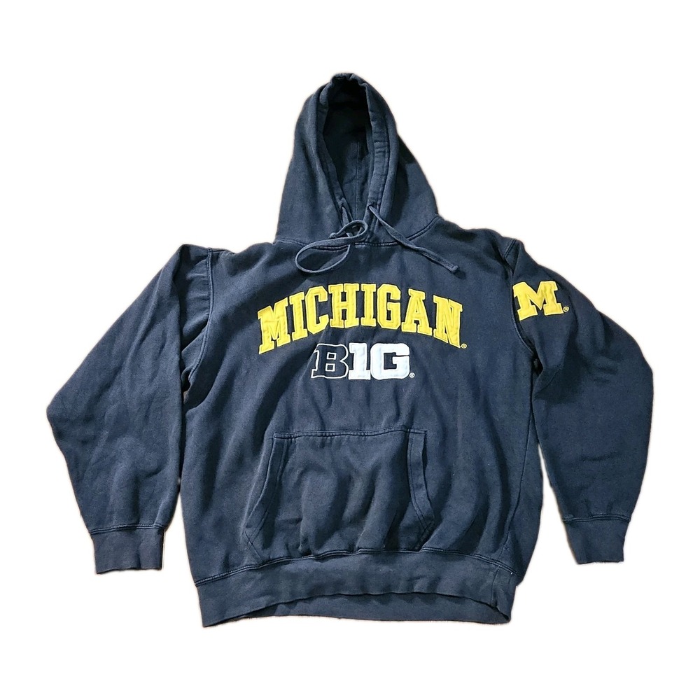 Blue 84 Michigan Wolverines Big Ten Hoodie Mens Medium Navy Blue Yellow Pullover